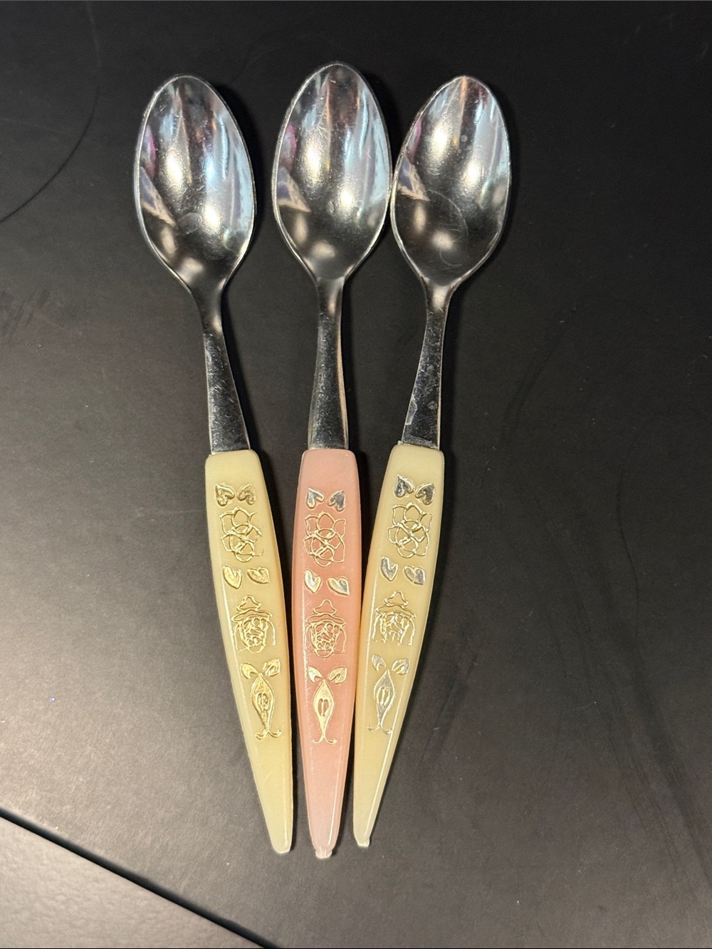Vintage 1960s Stainless Steel Spoons Plastic Handle Set of Replacement Cutlery